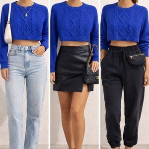 Express Royal Blue Cable Knit Sweater